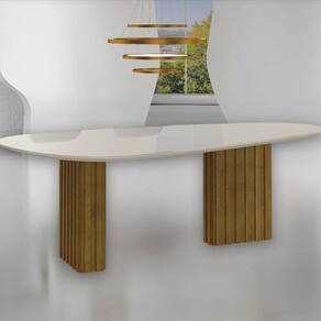 Mesa para Sala de Jantar 180cm x 90cm Moderno Freijó/Off White