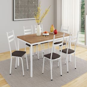 Conjunto de Mesa com 6 Cadeiras Adriana Branco/ Tecelão Cacau/ Demolição