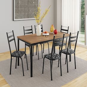 Conjunto de Mesa com 6 Cadeiras Adriana Preto/Silver/ Demolição