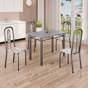 Conjunto de Mesa com 4 Cadeiras Lívia Arabesco/ Prata