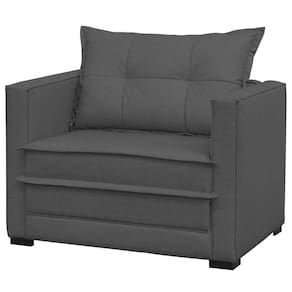 Sofá Cama Solteiro Londres Suede Cinza Escuro - D`monegatto