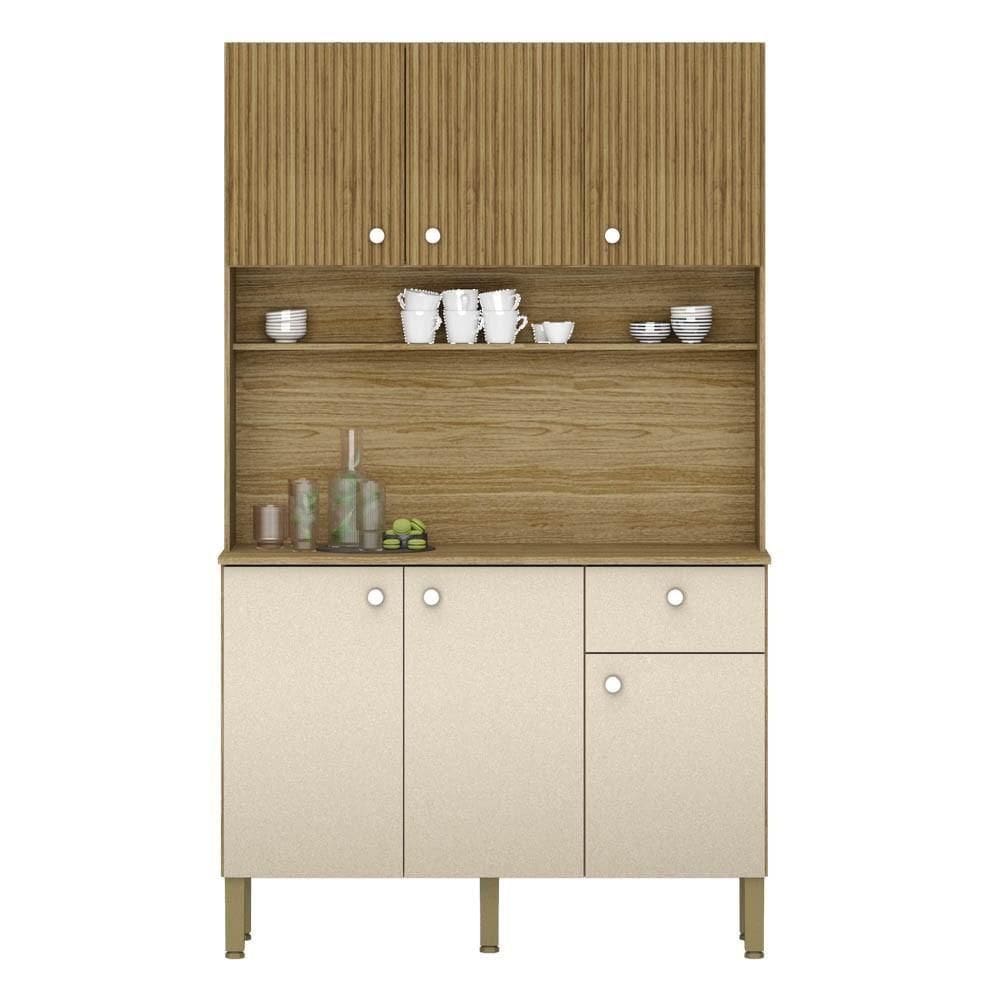 Armário De Cozinha Compacta 111cm Stylo K02 Freijó/vanilla - Mpozenato