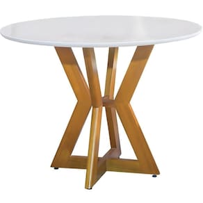 Mesa De Jantar Redonda Ibiza Off White Com Pés Em Madeira 1,00 M