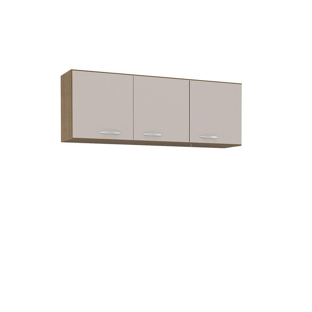 Armário Aéreo 3 Portas 120 Cm Poquema Castanho/off White
