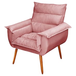 Poltrona Decorativa Moderna Sala de Estar e Recepção Monza Pés Palito Veludo Rosé - Abmaza