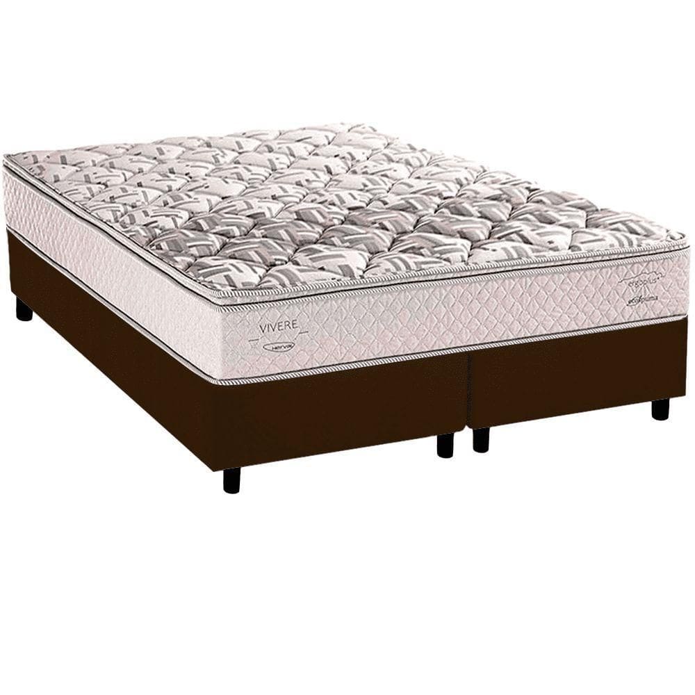 Cama Queen Com Colchão Herval Ergoplus C1604 158x198x65cm Ms Suede Marrom