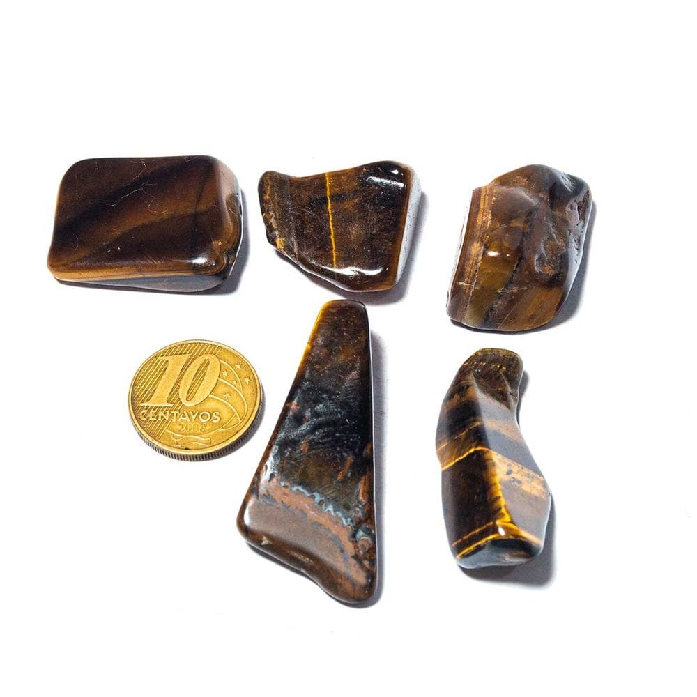05 Olho de Tigre Africano Rolado Pedra G 30 a 45mm Classe A