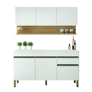Kit Armário de Cozinha e Balcão Completa 1,50m Line Branco / Madeirado Kit`s Paraná