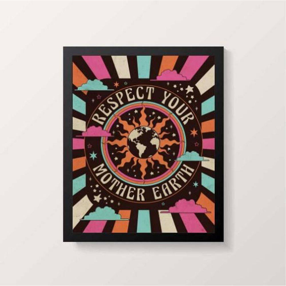 Quadro Respect Your Mother Earth 24X18Cm Preto