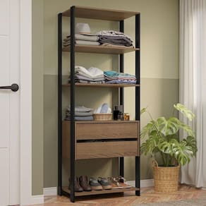 Guarda-roupa Closet Modulado Valencia 2 Gavetas 4 Prateleiras 70 Cm Madesa Rustic/preto
