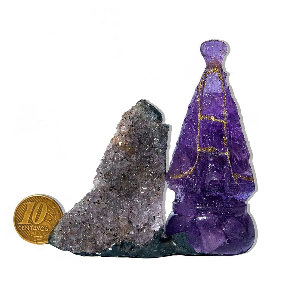 Nossa Senhora Aparecida na Drusa de Ametista 8cm Classe A