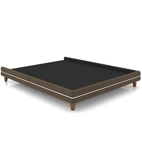 Cama Casal Base Pés Madeira 168cm Suném P05 Veludo Marrom - Lyam Decor