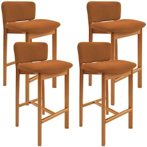 Kit 04 Banquetas Alta Para Cozinha Sala De Jantar Bar Dara L02 Bouclê Terracota - Lyam Decor
