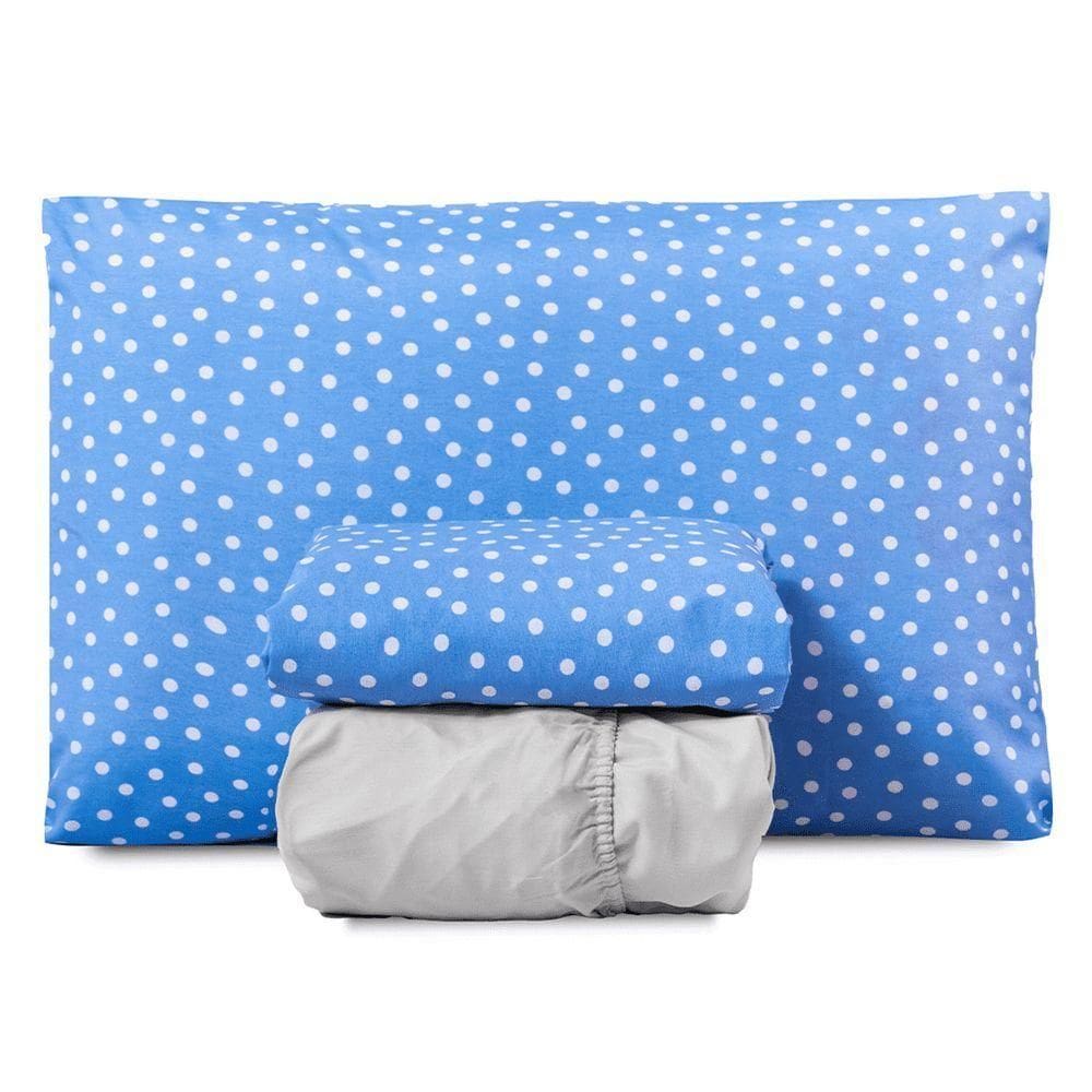 Jogo De Lençol Solteiro Classic Estampado 160 Fios 3 Peças - Poa Azul