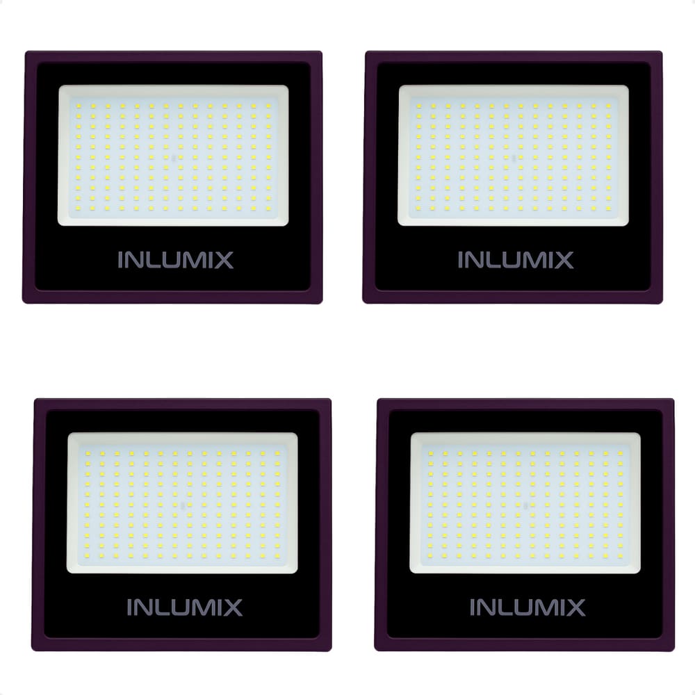 Kit 4 Refletor Holofote de Led 50W Branco Frio 6500K Preto 110/220v