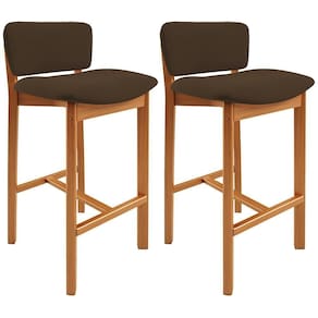 Kit 02 Banquetas Alta Para Cozinha Sala De Jantar Bar Dara L02 Suede Marrom - Lyam Decor