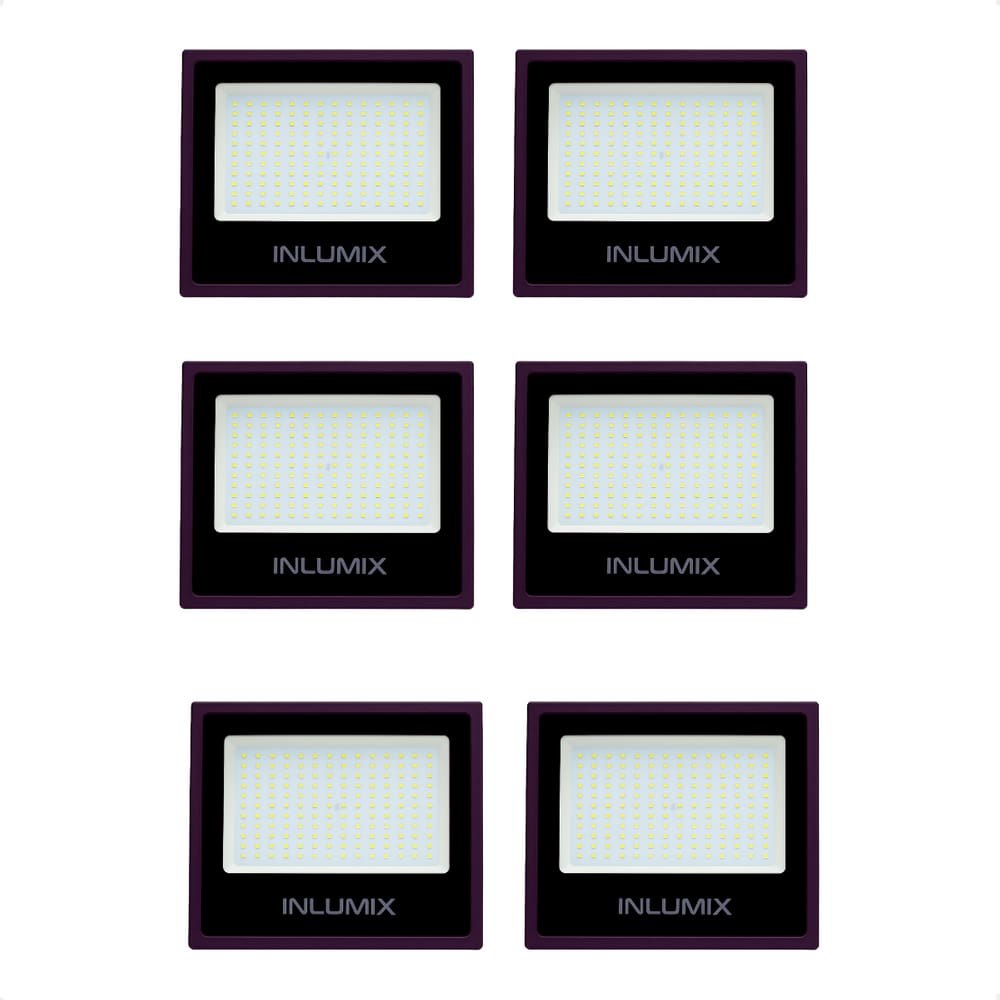 Kit 6 Refletor Holofote de Led 50W Branco Frio 6500K Preto 110/220v