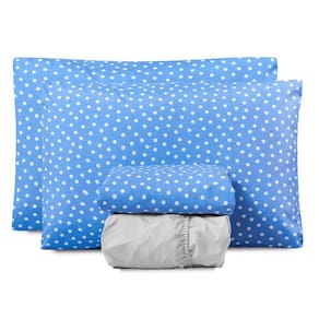 Jogo De Lençol Queen Classic Estampado 160 Fios 4 Peças - Poa Azul