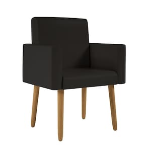 Poltrona Decorativa Pé Palito Sala Quarto Courino JL Decor Courino Preto