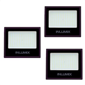 Kit 3 Refletor Holofote de Led 200W Branco Frio 6500K Preto 110/220v