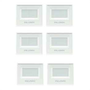 Kit 6 Refletor Holofote de Led 50W Branco Frio 6500K Branco 110/220v