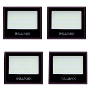 Kit 4 Refletor Holofote de Led 100W Branco Frio 6500K Preto 110/220v