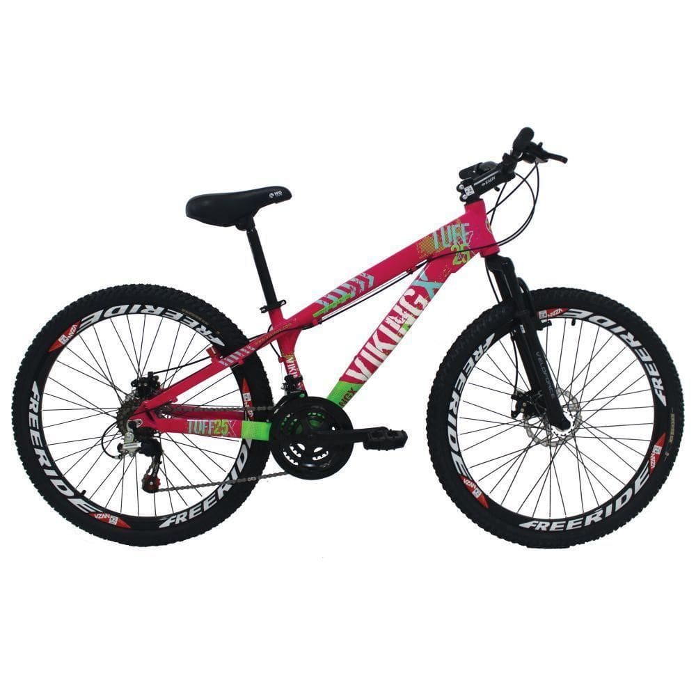 Bicicleta X Tuff25 Aro 26 Freio A Disco Shimano Rosa Viking