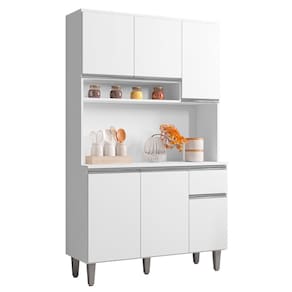 Kit Cozinha Compacta Márcia 105cm Com 6 Portas e 1 Gaveta Branco - Abmaza