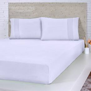 Jogo de Cama Queen Malha 3 Pçs Bella Cama 100% Algodão 158x198x35cm
