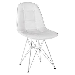 Cadeira Estofada Charles Eames Eiffel Botonê Com Pés De Metal Cromado Cinza Claro Cinza-claro