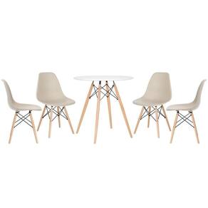 Kit - Mesa Eames 70 Cm Branco + 4 Cadeiras Eames Dsw Nude Mesa Branco Com Cadeiras Nude