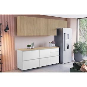 Cozinha Modulada Nesher Rainha 5 Peças (3Aéreos+2Balcões) C5P113 Nature/Branco-Nesher