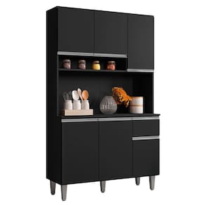 Kit Cozinha Compacta Márcia 105cm Com 6 Portas e 1 Gaveta Preto Fosco - Abmaza