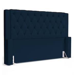 Cabeceira Atena Para Cama Box King Size 195cm Capitonê com Frame Veludo Azul Marinho - Abmaza