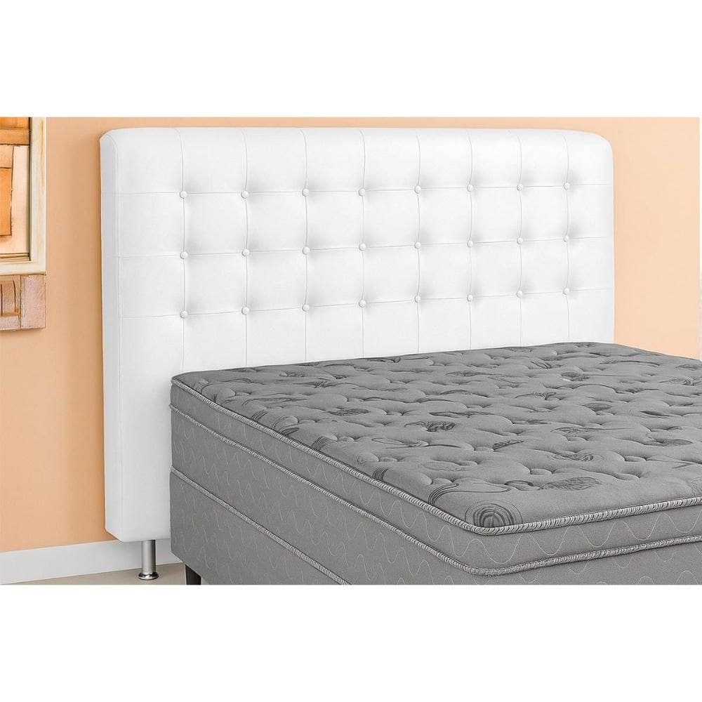 Cabeceira Cama Box Estofada Casal Dama Plus Courano Branco - Simbal