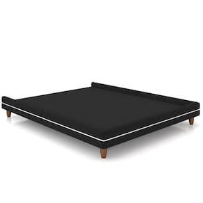 Cama Casal Base Pés Madeira 148cm Suném P05 Veludo Preto - Lyam Decor