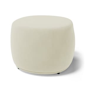 Puff Decorativo Living Aisha Orgânico Suede Bege Claro - Abmaza