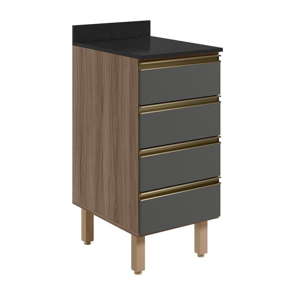Balcao Com Tampo 4 Gavetas 40 Cm Mdf 16410 Carvalho Toq Chumbo Nicioli