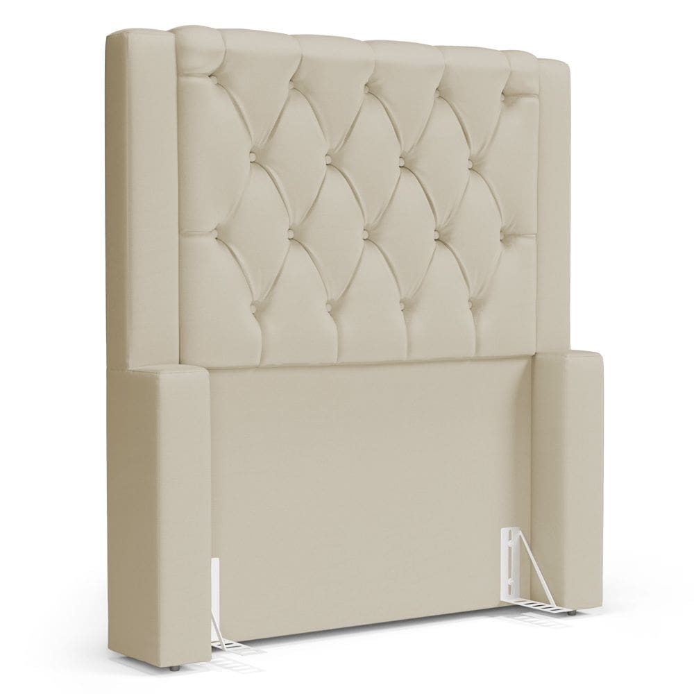 Cabeceira Atena Para Cama Box Solteiro 90cm Capitonê com Frame Suede Bege Claro - Abmaza