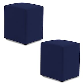 Kit 02 Puffs Decorativos Sala de Estar Quadrado 36x47cm Veludo Azul Marinho - Abmaza