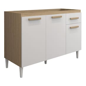 Balcão Gabinete Para Pia Victória 120cm 03 Portas Sem Tampo Atacama Off White - Abmaza