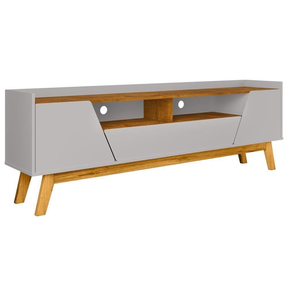 Rack Para Sala De Estar 70 Pol 180cm Morello B02 Off White Naturalle - Lyam Decor