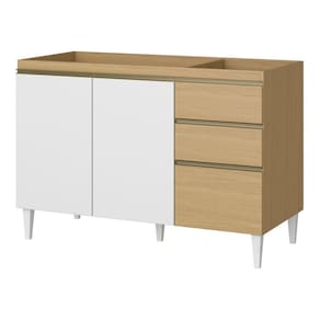 Balcão Gabinete Sofia Para Pia de 120cm Sem Tampo 03 Portas e 02 Gavetas Atacama Branco - Abmaza