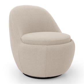 Poltrona Orgânica Living Memphis Base Giratória Bouclê Bege - Abmaza