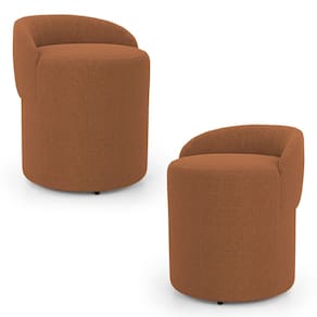 Kit 02 Puffs Banquetas Living Gaia Orgânico com Encosto Baixo Bouclê Terracota - Abmaza