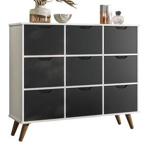 Nicho Organizador Retrô 1478 Com 9Gavetas Branco-preto - Qmovi Branco-preto