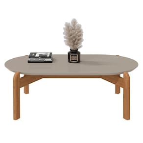 Mesa De Centro Lizz Oblonga Off White-cedro - Casa D Off White-cedro