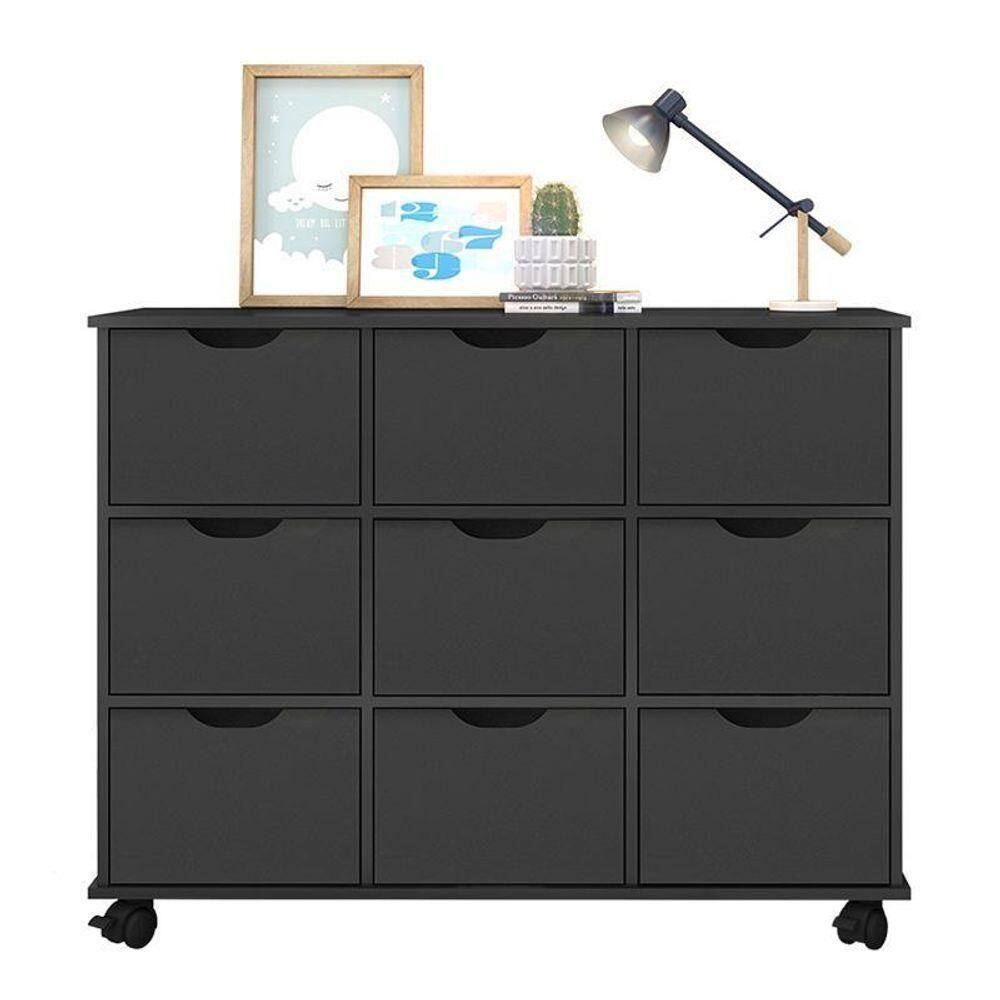 Nicho Organizador 1478 Com 9 Gavetas Preto - Qmovi Preto