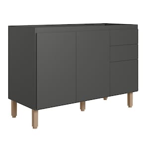 Balcão De Cozinha Acácia Touch 120cm Chumbo Sem Tampo - Nicioli Chumbo