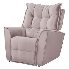 Poltrona Da Mamãe Para Sala Reclinavel Carinho Veludo Rose